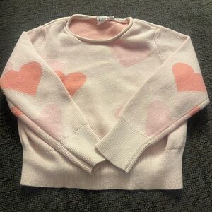 Pink Heart Pattern Crewneck Sweater